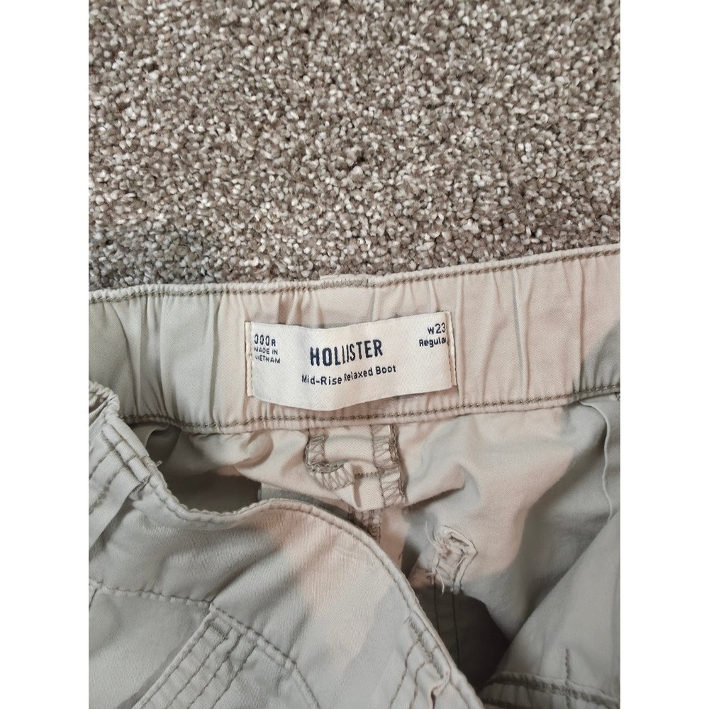 Hollister Mid-Rise Relaxed Boot Cargo Pants Tan Khaki 000R W23 Utility Y2K - Picture 7 of 10